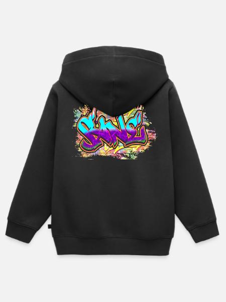 Graffiti - Kinder Premium Organic Zip Hoodie - Schwarz