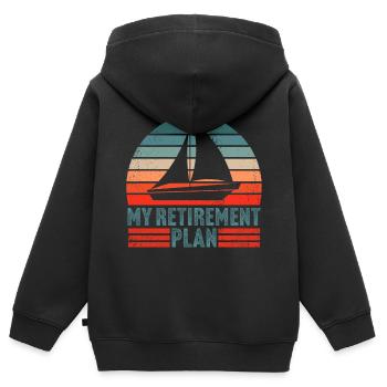 My retirement plan retro sailing sailboat - Kinder Premium Organic Zip Hoodie - Schwarz - Hinten - AI Model Kid Male (0cm)