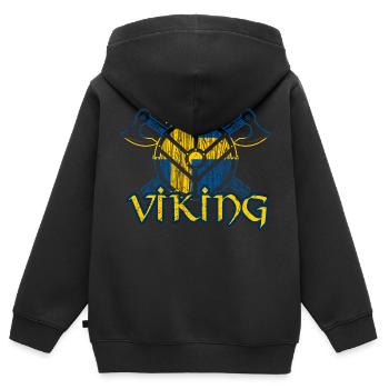 Schwedischer Wikinger - Kinder Premium Organic Zip Hoodie - Schwarz - Hinten - AI Model Kid Male (0cm)