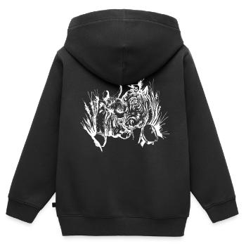 Vache d'hérens eringer combat de reines - Sweat Premium à capuche zippé enfant bio - noir - Dos - AI Model Kid Male (0cm)