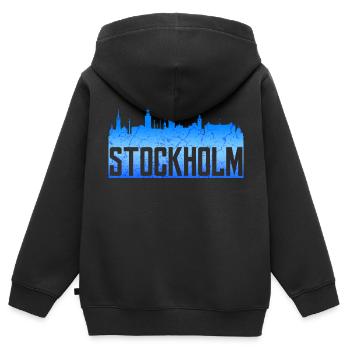 Stockholm - Kinder Premium Organic Zip Hoodie - Schwarz - Hinten - AI Model Kid Male (0cm)