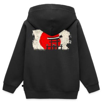 Architecture japonaise - Sweat Premium à capuche zippé enfant bio - noir - Dos - AI Model Kid Male (0cm)