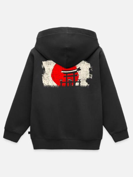 Japanische Architektur - Kinder Premium Organic Zip Hoodie - Schwarz