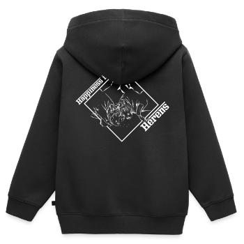 Vache d'hérens happiness is hérens! - Sweat Premium à capuche zippé enfant bio - noir - Dos - AI Model Kid Male (0cm)