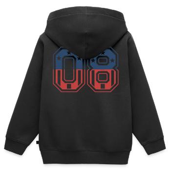 Anzahl 08 USA - Kinder Premium Organic Zip Hoodie - Schwarz - Hinten - AI Model Kid Male (0cm)