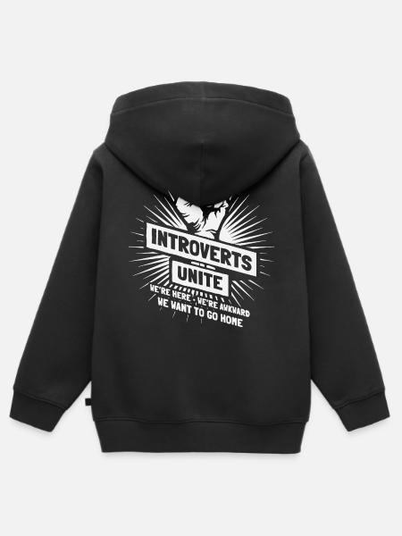 Introvertierte - vereinen - Kinder Premium Organic Zip Hoodie - Schwarz