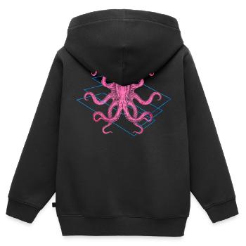 Farbiger Oktopus - Kinder Premium Organic Zip Hoodie - Schwarz - Hinten - AI Model Kid Male (0cm)