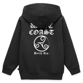 Westküste Breizh weiß - Kinder Premium Organic Zip Hoodie - Schwarz - Hinten - AI Model Kid Male (0cm)