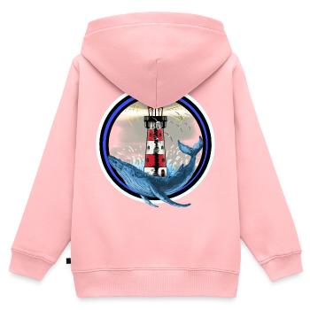 Mammifères marins Poissons Baleine Phare Mer Côte Ahoy - Sweat Premium à capuche zippé enfant bio - rose - Dos - AI Model Kid Female (0cm)