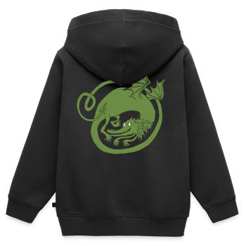 Drache (hellgrün) - Kinder Premium Organic Zip Hoodie - Schwarz - Hinten - AI Model Kid Male (0cm)