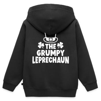 The Grumpy Leprechaun - Kids Premium Organic Zip-up Hoodie - black - Back - AI Model Kid Male (0cm)