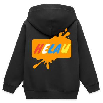 Helau Karnevalsdesign - Kinder Premium Organic Zip Hoodie - Schwarz - Hinten - AI Model Kid Male (0cm)