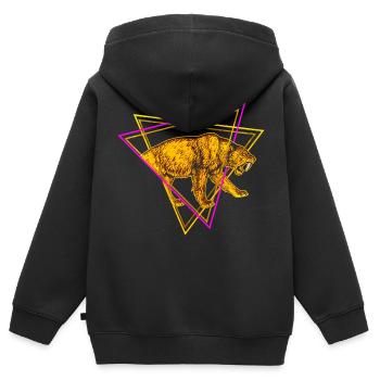 Tigre à dents de sabre - Sweat Premium à capuche zippé enfant bio - noir - Dos - AI Model Kid Male (0cm)