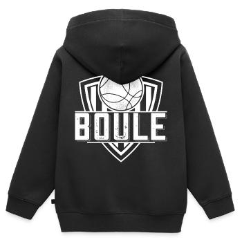 Boule boule boules pour bouler pétanque - Sweat Premium à capuche zippé enfant bio - noir - Dos - AI Model Kid Male (0cm)