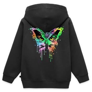 Hibou Papillon 1 - Sweat Premium à capuche zippé enfant bio - noir - Dos - AI Model Kid Male (0cm)