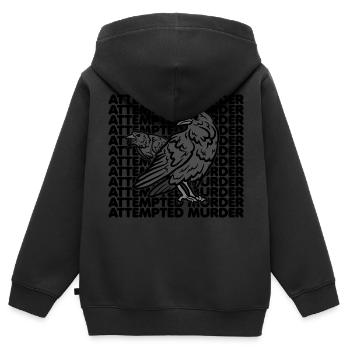 Tentative de meurtre de corbeaux drôle d’amoureux des oiseaux - Sweat Premium à capuche zippé enfant bio - noir - Dos - AI Model Kid Male (0cm)