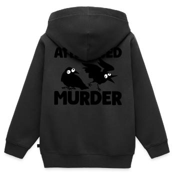Tentative de meurtre de corbeaux drôle d’amoureux des oiseaux - Sweat Premium à capuche zippé enfant bio - noir - Dos - AI Model Kid Male (0cm)