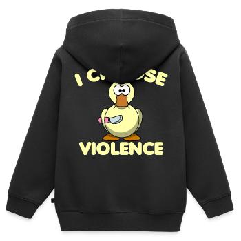 Je choisis Violence Duck Nunchucks - Sweat Premium à capuche zippé enfant bio - noir - Dos - AI Model Kid Male (0cm)