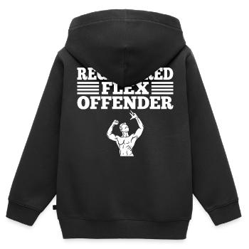 Funny Registered Flex Offender Bodybuilding - Kids Premium Organic Zip-up Hoodie - black - Back - AI Model Kid Male (0cm)