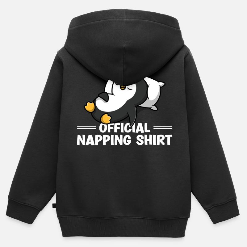 Sleeping Penguin Lover Cute Penguin Napping - Kinder Premium Organic Zip Hoodie - Schwarz