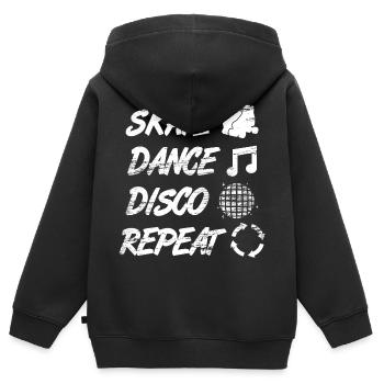Discothèque de patin à roulettes - Sweat Premium à capuche zippé enfant bio - noir - Dos - AI Model Kid Male (0cm)