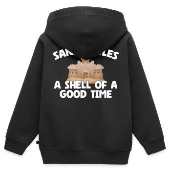 Enfants Kit Château De Sable Équipement De Château De Sable Ensemble Jouets - Sweat Premium à capuche zippé enfant bio - noir - Dos - AI Model Kid Male (0cm)