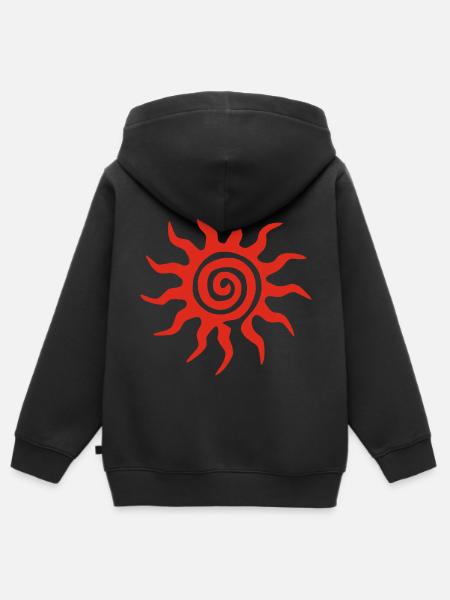 Soleil rouge en spirale - Premium børne zip-hættetrøje økologisk - sort