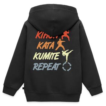 Säulen des Karate - Kinder Premium Organic Zip Hoodie - Schwarz - Hinten - AI Model Kid Male (0cm)