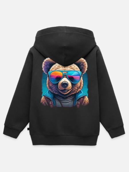 Cooler Teddy - Kinder Premium Organic Zip Hoodie - Schwarz