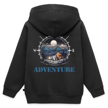 Aventure - Sweat Premium à capuche zippé enfant bio - noir - Dos - AI Model Kid Male (0cm)