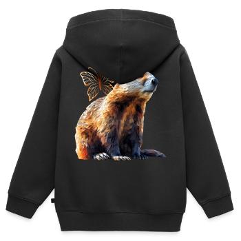 Biber - Kinder Premium Organic Zip Hoodie - Schwarz - Hinten - AI Model Kid Male (0cm)