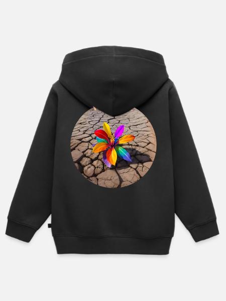 Regenbogenblume der Hoffnung - Kinder Premium Organic Zip Hoodie - Schwarz