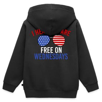 Drapeau américain Vintage Biden gratuit le mercredi - Sweat Premium à capuche zippé enfant bio - noir - Dos - AI Model Kid Male (0cm)
