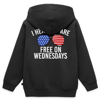 Drapeau américain Vintage Biden gratuit le mercredi - Sweat Premium à capuche zippé enfant bio - noir - Dos - AI Model Kid Male (0cm)