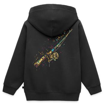 Angelrute Graffiti - Kinder Premium Organic Zip Hoodie - Schwarz - Hinten - AI Model Kid Male (0cm)