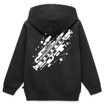 Flöte Streetart - Kinder Premium Organic Zip Hoodie - Schwarz - Hinten - AI Model Kid Male (0cm)