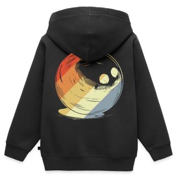 Oldschool Bowlingkugel - Kinder Premium Organic Zip Hoodie - Schwarz - Hinten - AI Model Kid Male (0cm)
