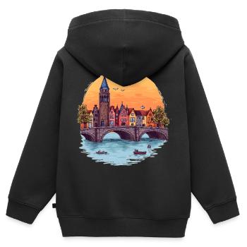 Amsterdam Skyline -  - Kinder Premium Organic Zip Hoodie - Schwarz - Hinten - AI Model Kid Male (0cm)