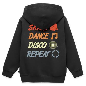 Discothèque en patins à roulettes - Sweat Premium à capuche zippé enfant bio - noir - Dos - AI Model Kid Male (0cm)