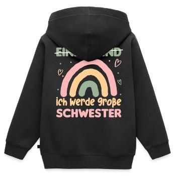 Große Schwester 2026 Regenbogen Süßes Geschwister - Kinder Premium Organic Zip Hoodie - Schwarz - Hinten - AI Model Kid Male (0cm)