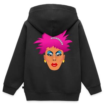 Drag Queen rose - Sweat Premium à capuche zippé enfant bio - noir - Dos - AI Model Kid Male (0cm)