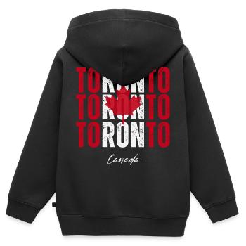 Toronto, Canada, j’adore Toronto - Sweat Premium à capuche zippé enfant bio - noir - Dos - AI Model Kid Male (0cm)