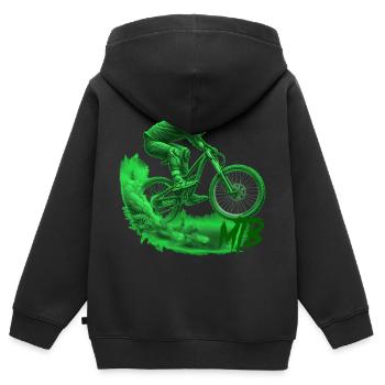 MTB - Kinder Premium Organic Zip Hoodie - Schwarz - Hinten - AI Model Kid Male (0cm)