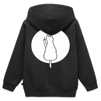 Katze Katzen Cat Kätzchen Mieze Mittelfinger - Kinder Premium Organic Zip Hoodie - Schwarz - Hinten - AI Model Kid Male (0cm)