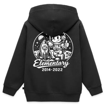 Astronaute Élémentaire Lune - Sweat Premium à capuche zippé enfant bio - noir - Dos - AI Model Kid Male (0cm)