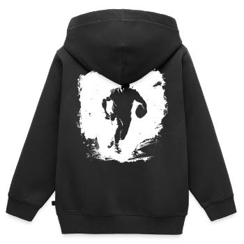 Rugby Streetart - Kinder Premium Organic Zip Hoodie - Schwarz - Hinten - AI Model Kid Male (0cm)