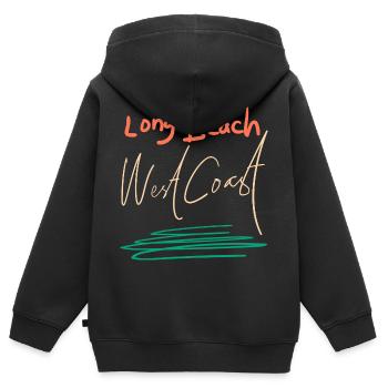 Ambiance Retro Sunset de la côte Ouest de Long Beach - Sweat Premium à capuche zippé enfant bio - noir - Dos - AI Model Kid Male (0cm)