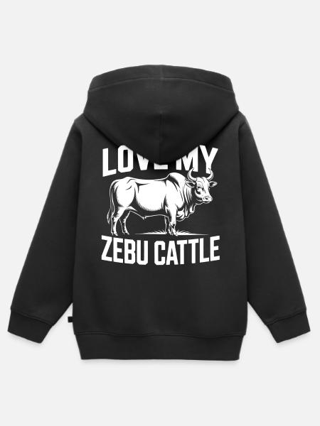 Liebe mein Zebu Vieh - Kinder Premium Organic Zip Hoodie - Schwarz