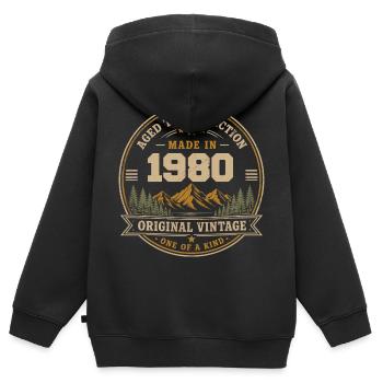 1980er Retro 1980er Vintage 1980er Geschenk - Kinder Premium Organic Zip Hoodie - Schwarz - Hinten - AI Model Kid Male (0cm)