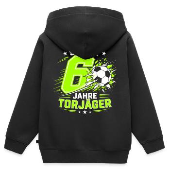6 Jahre Torjäger Fußball Geburtstag Kinder - Kinder Premium Organic Zip Hoodie - Schwarz - Hinten - AI Model Kid Male (0cm)